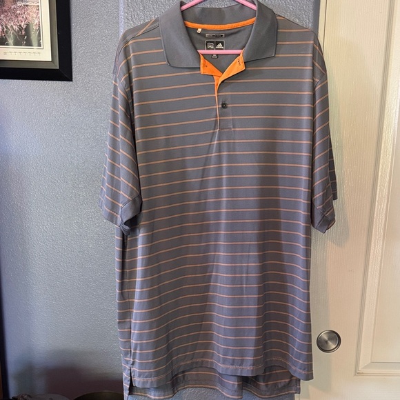 adidas Other - adidas Polo Shirt with Gray and Orange Stripes